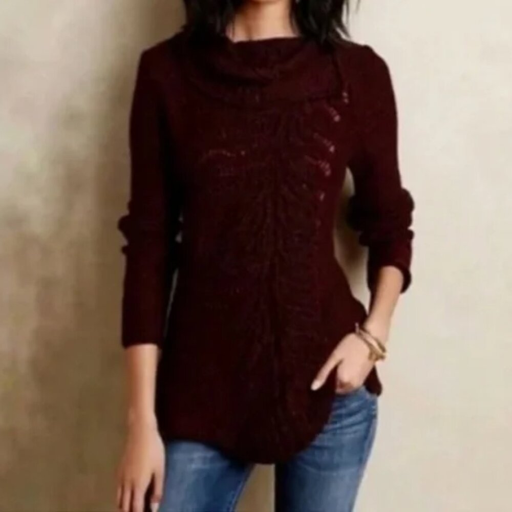 Moth Women's Cowl Neck Sweater in Deep Burgundy